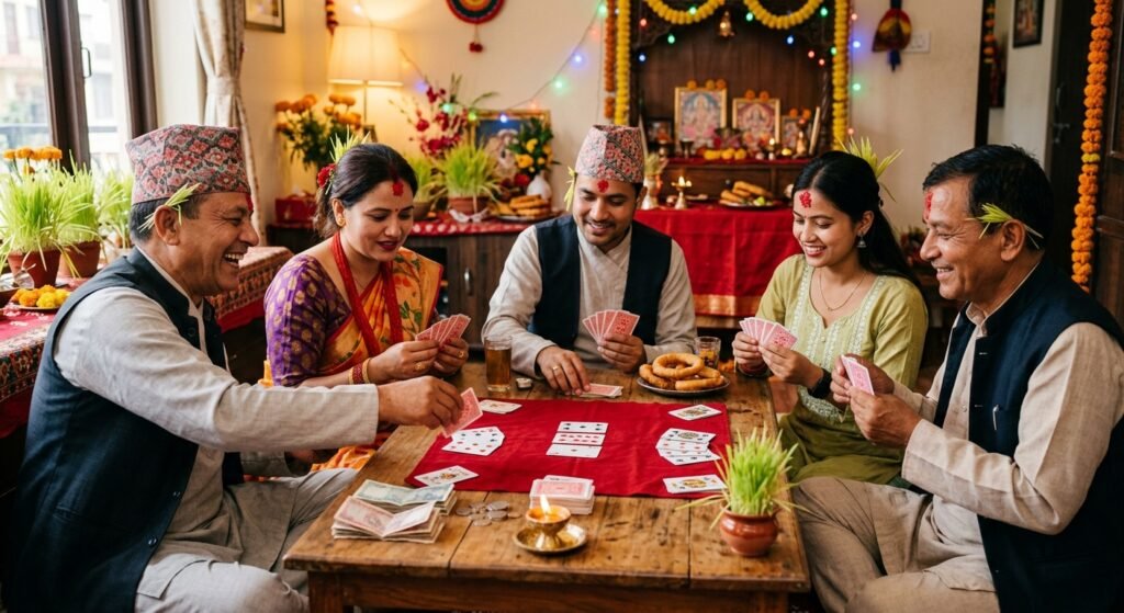 Dashain Wishes in Nepali playing cards