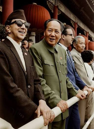 King Mahendra with China's president Mao