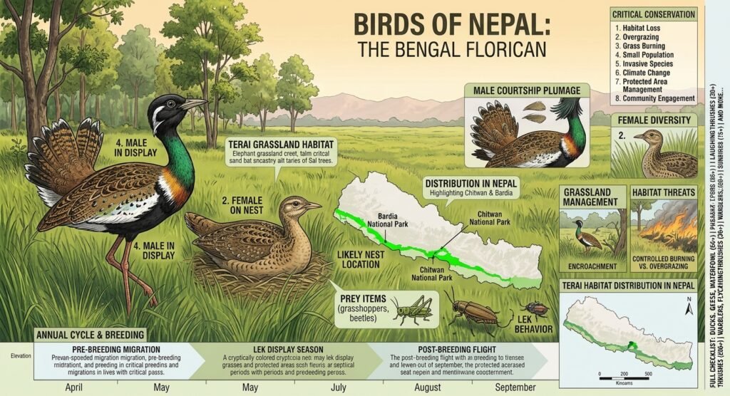 Bengal FLORICAN- birds in nepal