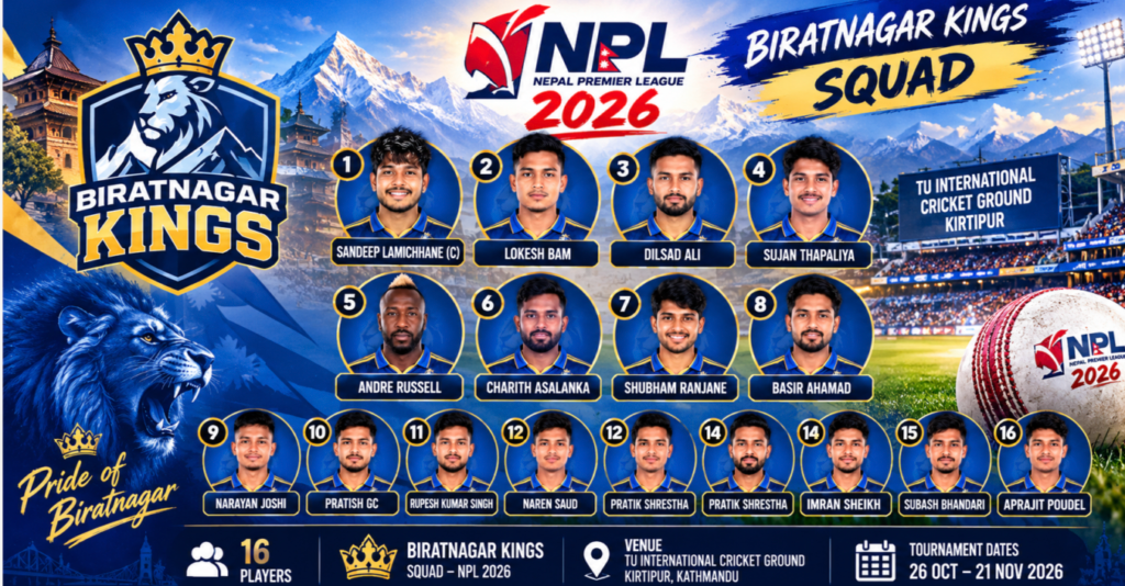 Nepal Premier League-Biratnagar Kings Squad 2026