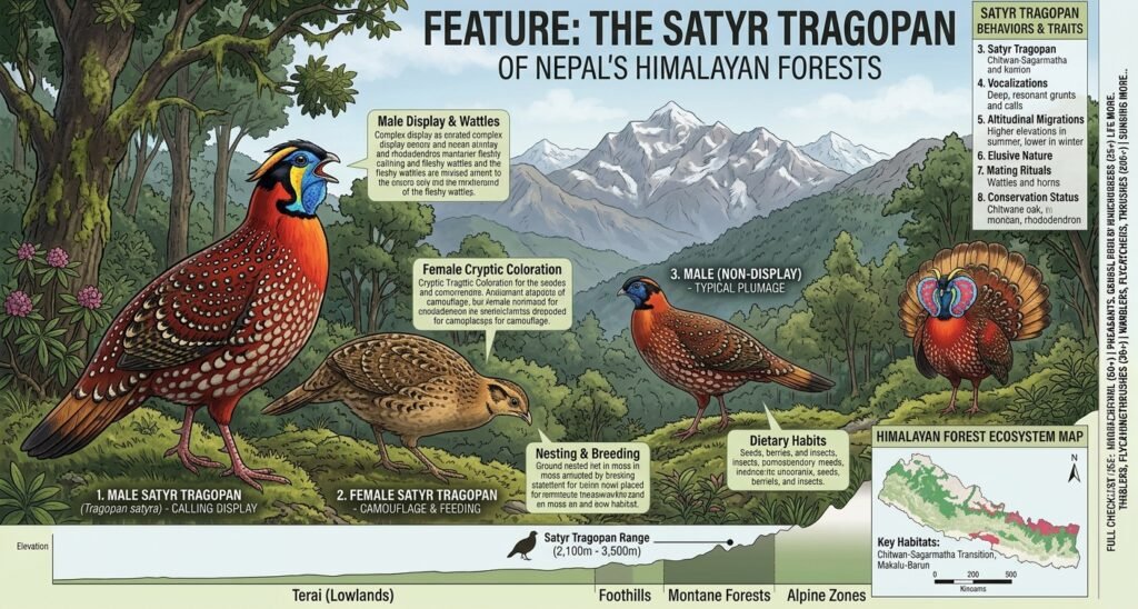 Birds species in Nepal-Satyr Tragopan