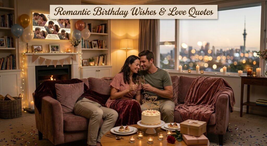 Romantic birthday wishes and love quotes with husband and wife