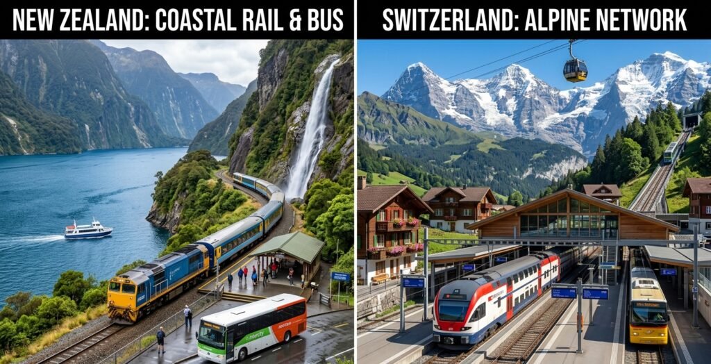 New Zealand transport vs Switzerland transport