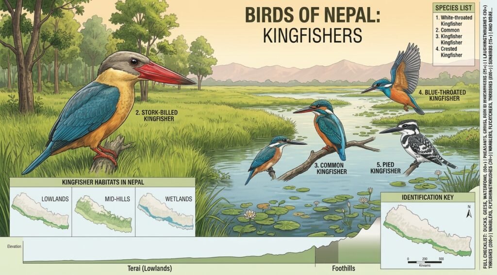 King fisher- rare bird species in Nepal