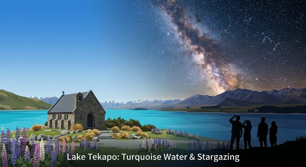 Lake Tekapo- Turquoise water and Stargazing