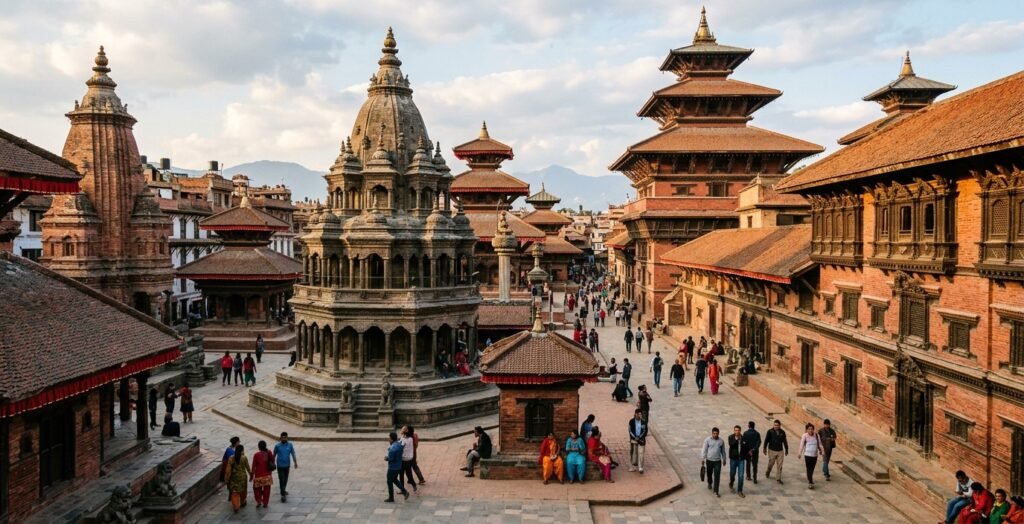 Patan Durbar Square historic temples and traditional Newari architecture