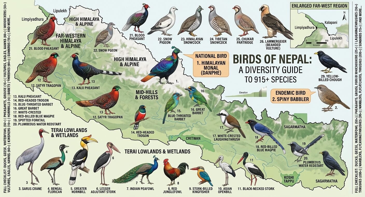 bird species are found in Nepal