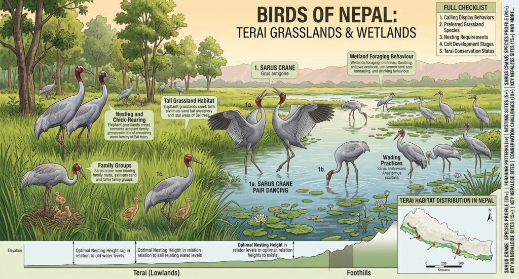 bird species in Nepal - Sarus Crane