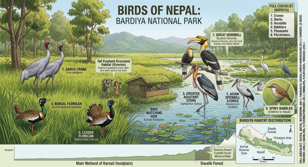 bird watching area Bardiya National Park Nepal