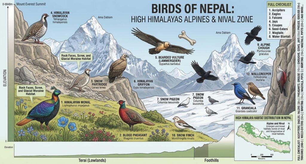 birds species in high himalayan nepal