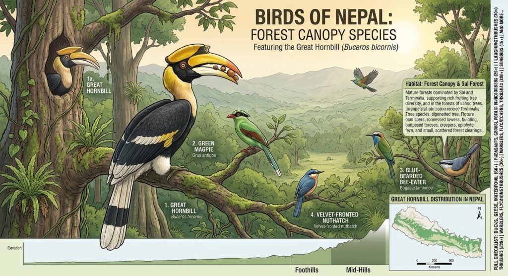birds species in nepal - Great hornbill