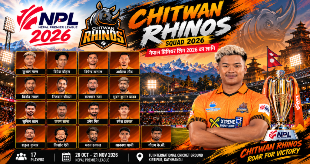 Nepal premier league 2026- chitwan rhinos team