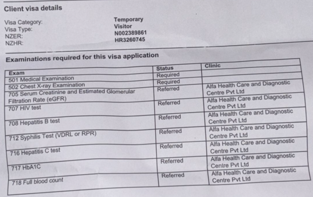e medical for partner visit visa nz from nepal