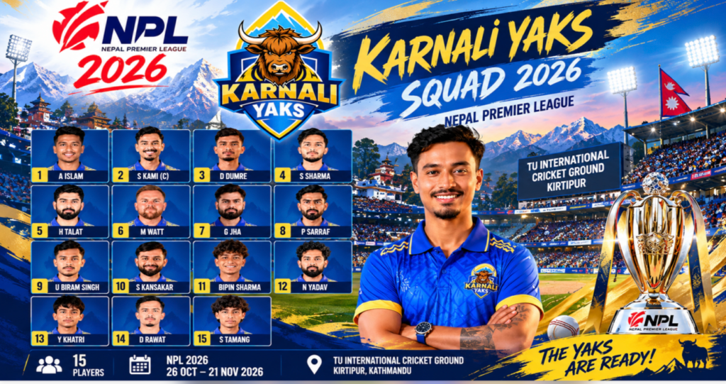 Karnali Yaks squads -Nepal premier League 2026
